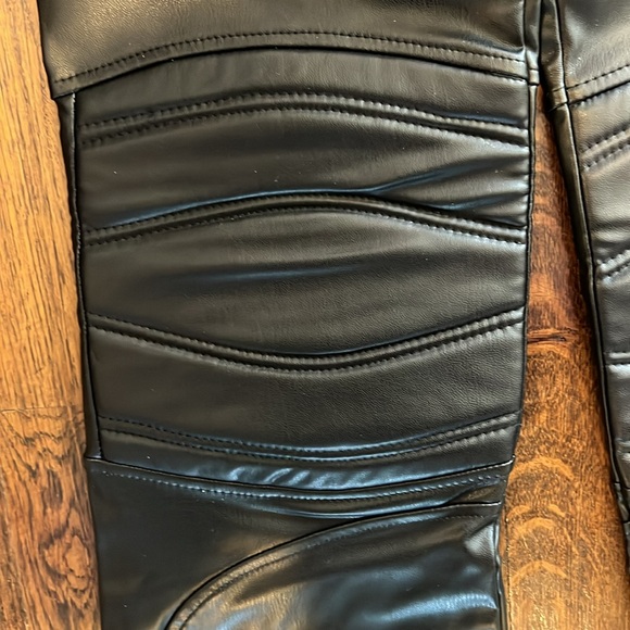 Zara Faux Leather Black Moto Pants With Zips and Seaming  NWT S MSRP $59.90 - Picture 5 of 8